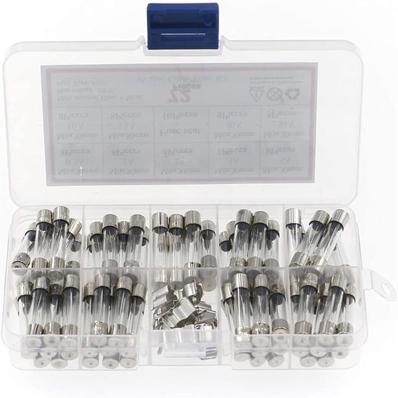 Fuse 72pcs/Box 6x30mm Fuse Assorted Kit Fast-Blow Glass Fuses 0.5A 1A 2A 3A 5A 10A 15A 20A 30AMP Quick Blow Car Glass Tube Fuses Set