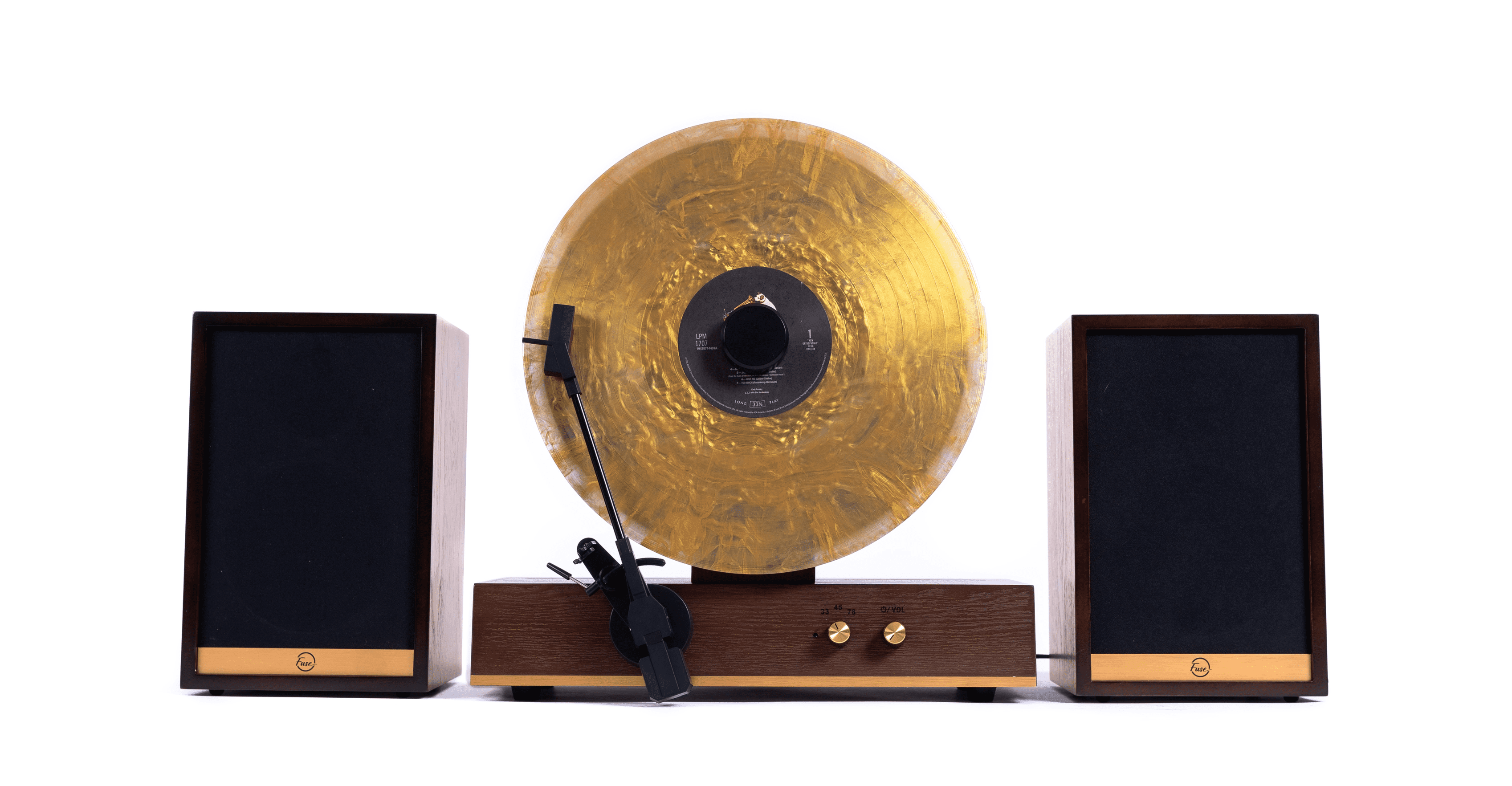 Fuse Audio GLD Vertical Vinyl Record Player with External Speakers - Gold Trim