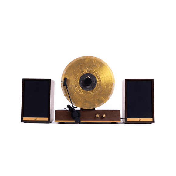 Fuse Audio GLD Vertical Vinyl Record Player with External Speakers - Gold Trim