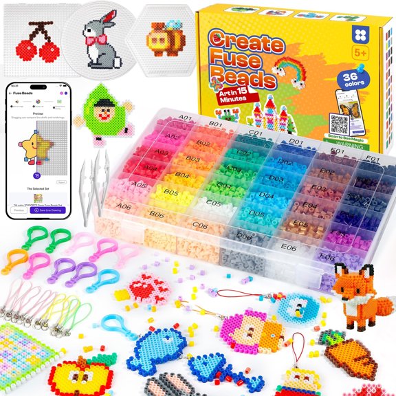 Fuse Bead Craft Kit With Patterns Design Tool For DIY Handmade Gifts