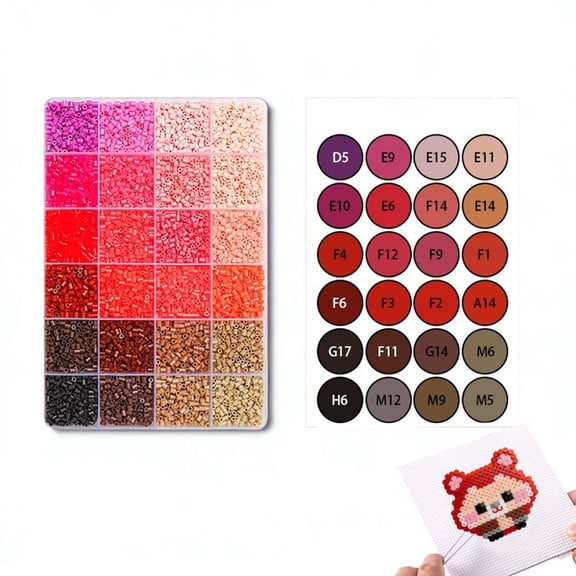 Fuse Bead Kit with Mini Iron & Color Chart, 5mm/2.6mm Perler Bead Refill Pack, Pixel Art Craft Supplies