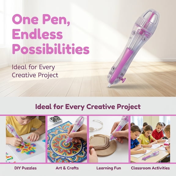 Fuse Bead Pen, Transparent High Capacity Bead Dispenser, Efficient Labor-Saving Beading Tool, Versatile Craft Pen for Indoor DIY Art Projects and Holiday Home Decoration, 1pc Pink