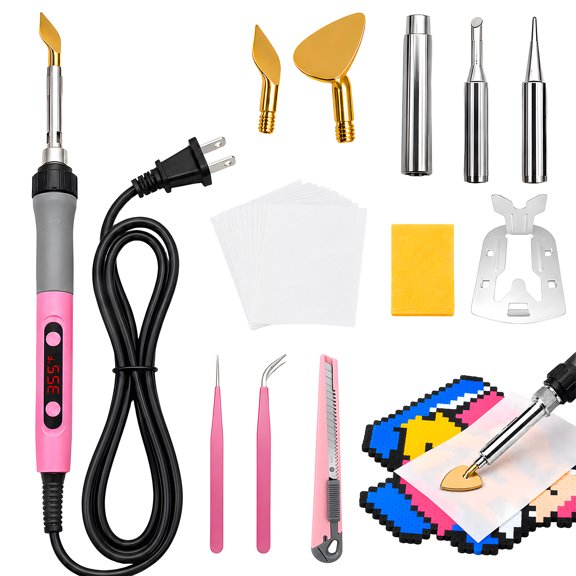 Fuse Bead Repair Iron Kit, Digital Temperature Control Craft Iron Tool with 4 Tips, 90W Fast Heating Precision Repair Tool for Ironing Beads and DIY Craft Repair Projects
