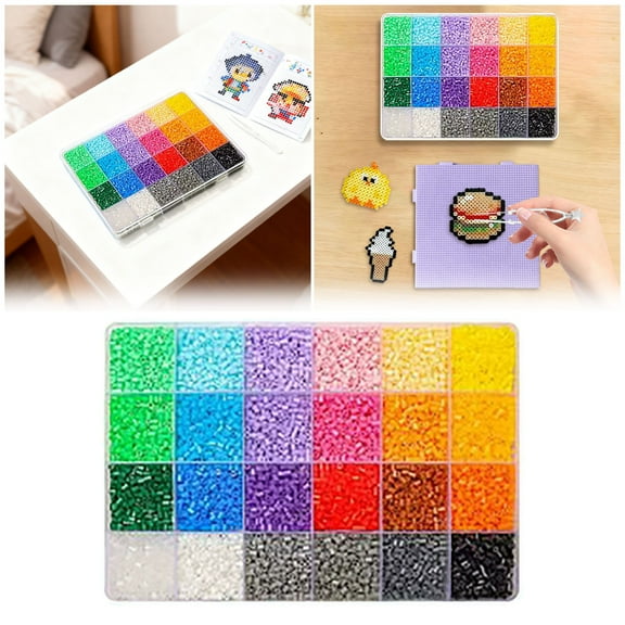 Fuse Beads 24 Colors Iron Beads Melting Beads Multicolor Melty Beads Bulk Refill Kit Arts and Crafts Accessories for Birthday Girls and Boys Kids Teens and Adults