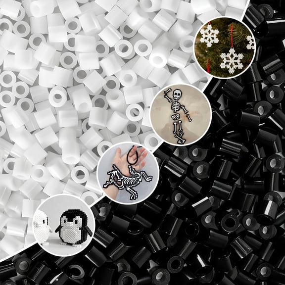 Fuse Beads, 4000Pcs Black White Melty Beads 5mm Plastic Beads for Melting Crafts