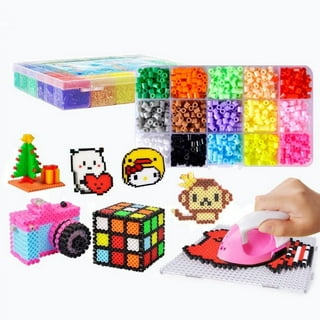 10,000pc DIY Fuse Bead Kit w Carrying Case - Fun Foods - 22 Colors, 12  Unique Templates, 4 Peg Boards, Tweezers, Ironing Paper, Case - Works w Perler  Beads, Pixel Art Color