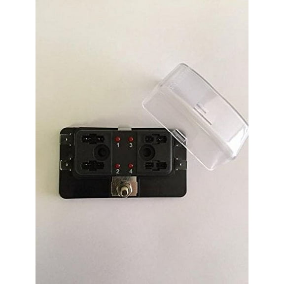 Fuse Block - Indicating 4 Pole with LED Indication for use with regular Auto Blade fuses