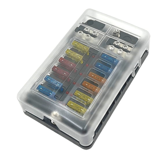 Fuse Block, Marine Boat Fuse Block Waterproof 12 Way Automotive Fuse Box Negative Busbar for Car RV Truck Golf Cart