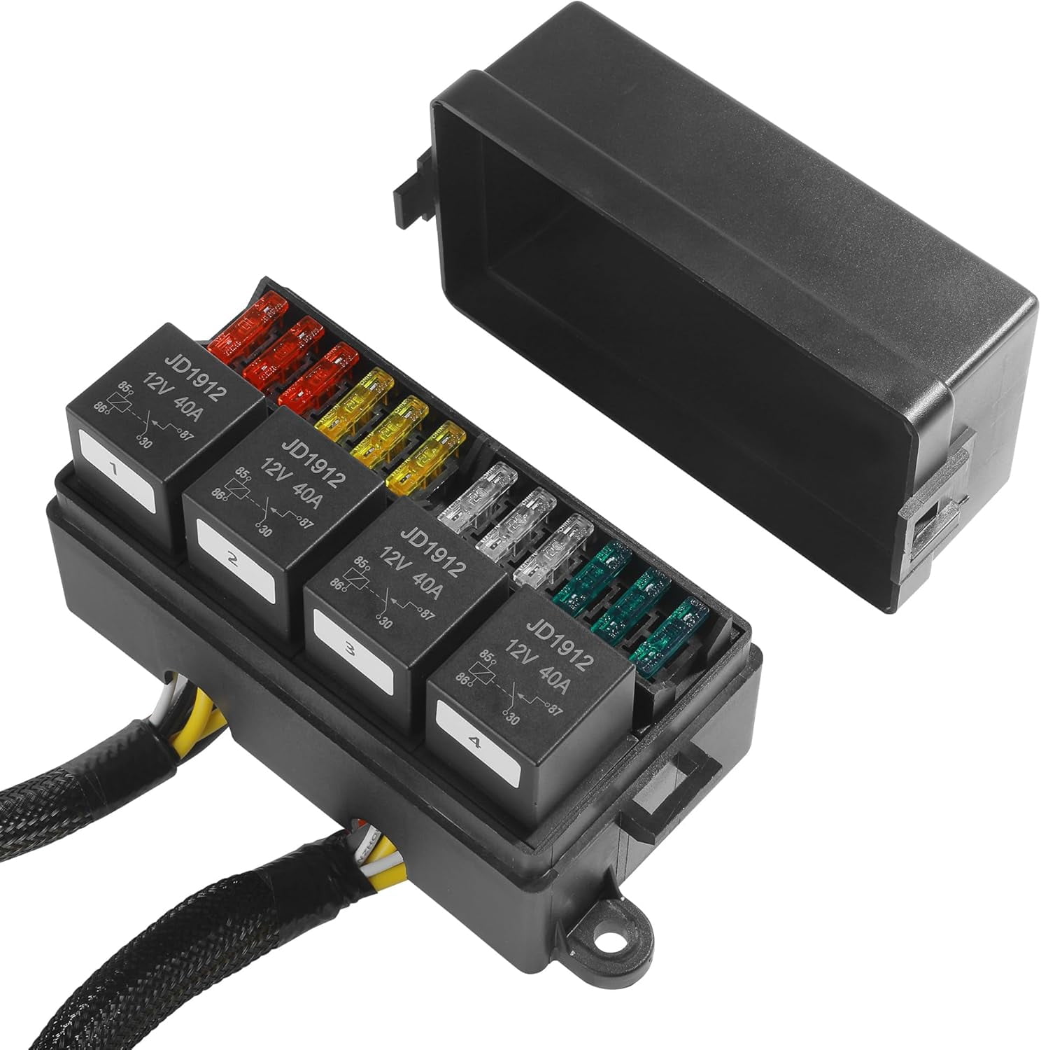 Fuse Box,Car Accessories 12V Fuse Block,Pre-Wired Relay Box,Fuse Blocks ...
