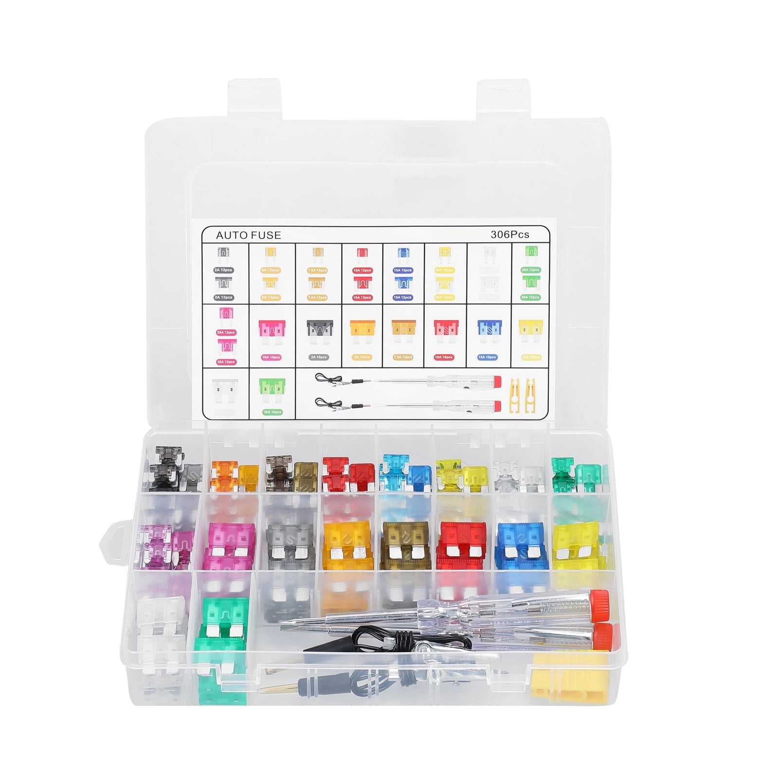 Fuse,Fuse Kit 306pcs Circuit Testers Box 10a 15a 20a 306pcs Fuses Kit