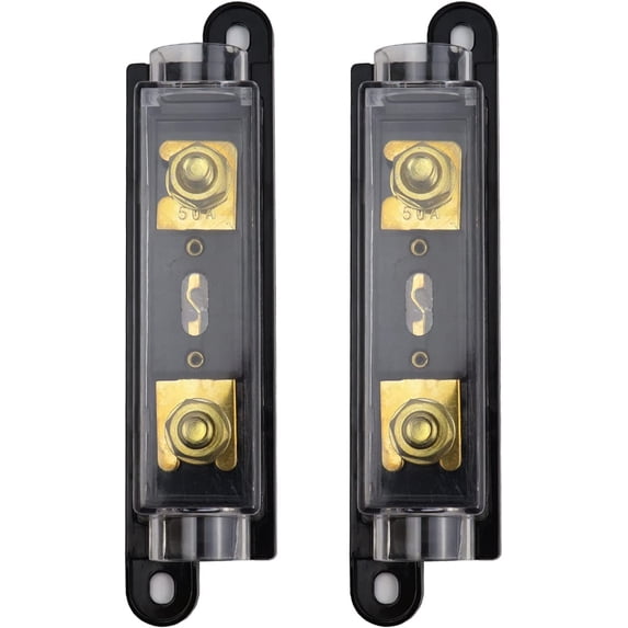 Fuse Holder Kit - 2 Packs Distribution Block with Protective Cover & 50A AMP ANL Inline Fuses For Car Boat Audio Stereo Amplifier Alarm and Solar Panel 12V 24V 32V