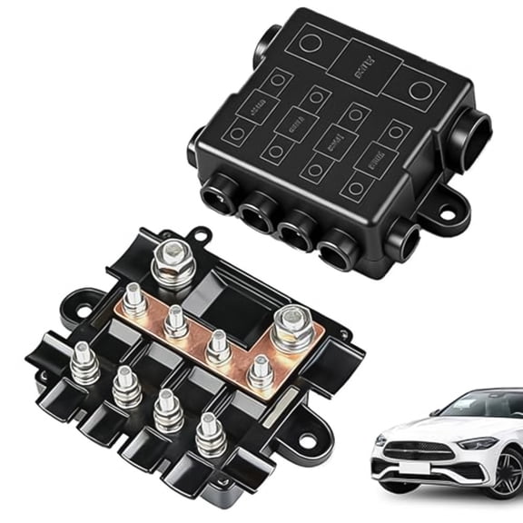 Fuse Holder for 1X Mega+4X for Midi Fuses With Busbar/Busbar Polyamide Housing With Cover Car Boat Fuse Block Automobiles Parts