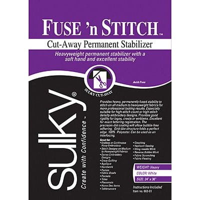 Fuse 'N Stitch Cut Away Permanent Stabilizer 24" X 36"