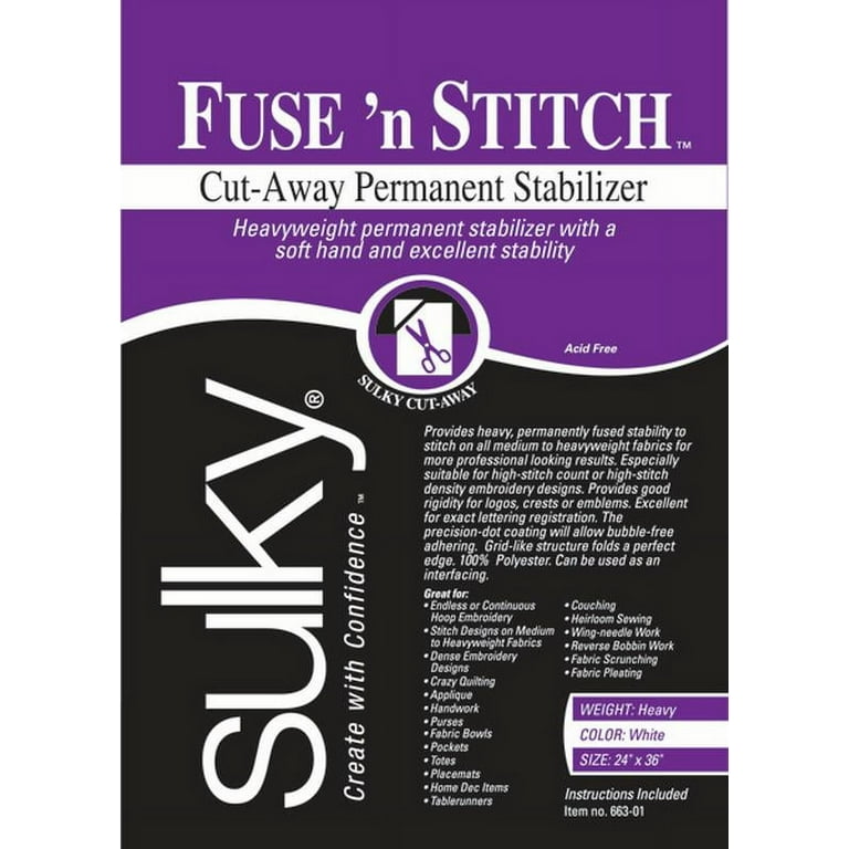 Sulky Fuse 'n Stitch Cut-Away Permanent Stabilizer, 24x36