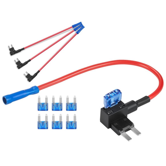 Fuse Tap, 24 Packs, 4 Types 12V Car Add-a-Circuit Fuse Tap Adapter, Standard Mini Micro2 and Low Profile Mini Blade Fuses Holder, ATO ATC ATM Fuses Adapter Jumper for Cars Trucks Boats