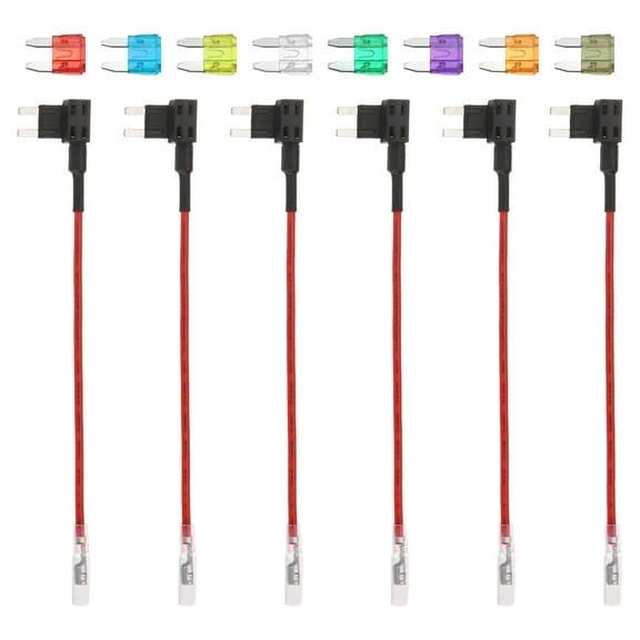Fuse Tap 24V 12V Car Add A Circuit Fuse Tap Adapter with 3A, 5A, 7.5A, 10A, 15A, 20A, 25A, 30A Mini Fuses, 6pcs