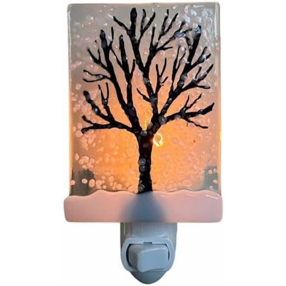 Fused Glass Winter Tree Night Light, Plug in for Home/Bedroom/Bathroom/Stairway/Hallway/Kitchen, Wall Accent Light$$Tools