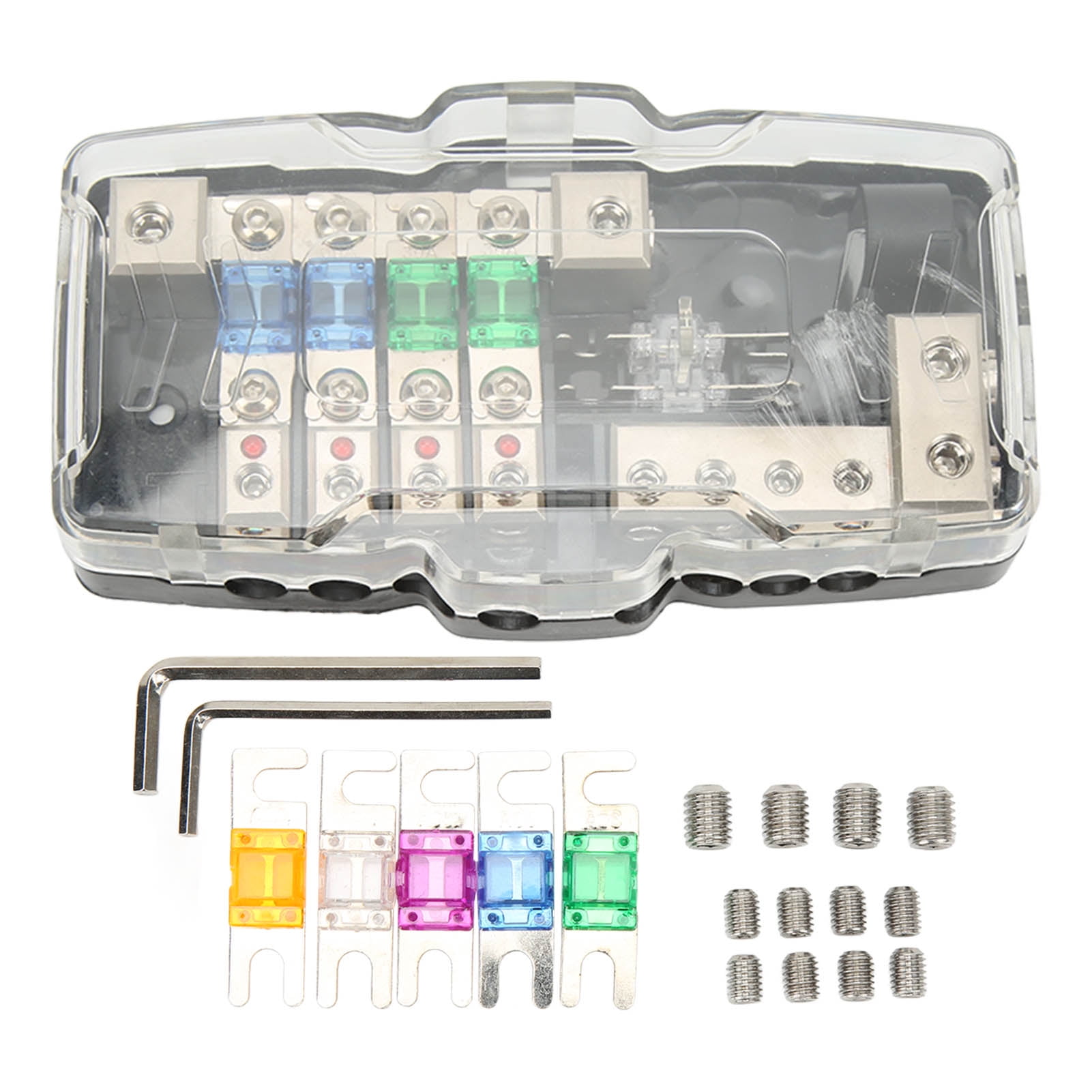 Fused Power Distribution Block 4 Way Distribution Fit for Cars