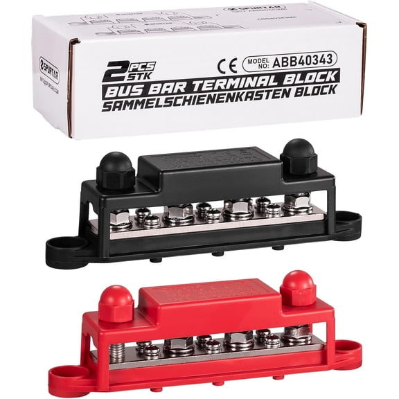 Fused Power Distribution Bock Car Audio 4 Way MIDI(Mini-AN) Fuse Bock 12V 0/4 Gauge with Ground for Auto UTV Boat Stereo Amp