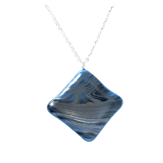 Fused Stained Glass Necklace - Quicksilver Colored River