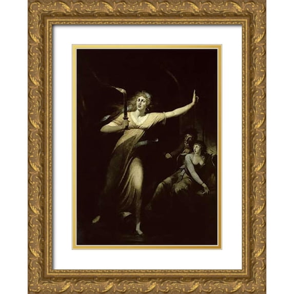 Fuseli, Henry 14x18 Gold Ornate Wood Framed with Double Matting Museum Art Print Titled - Lady Macbeth Sleepwalking