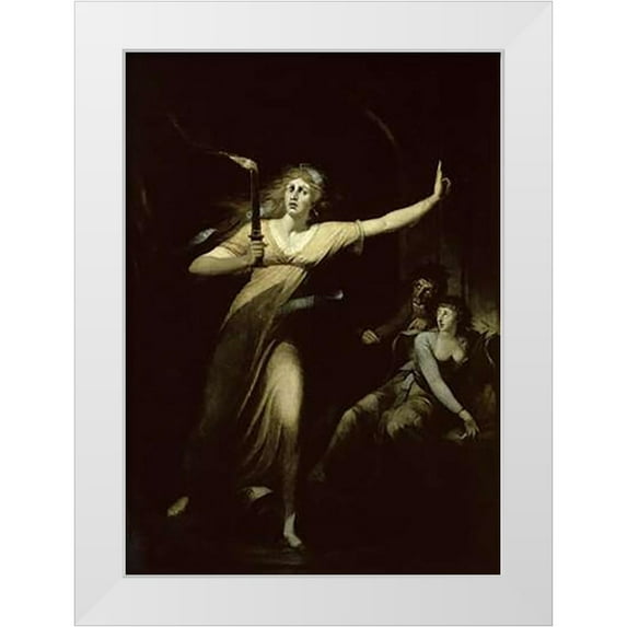 Fuseli, Henry 24x32 White Modern Wood Framed Museum Art Print Titled - Lady Macbeth Sleepwalking