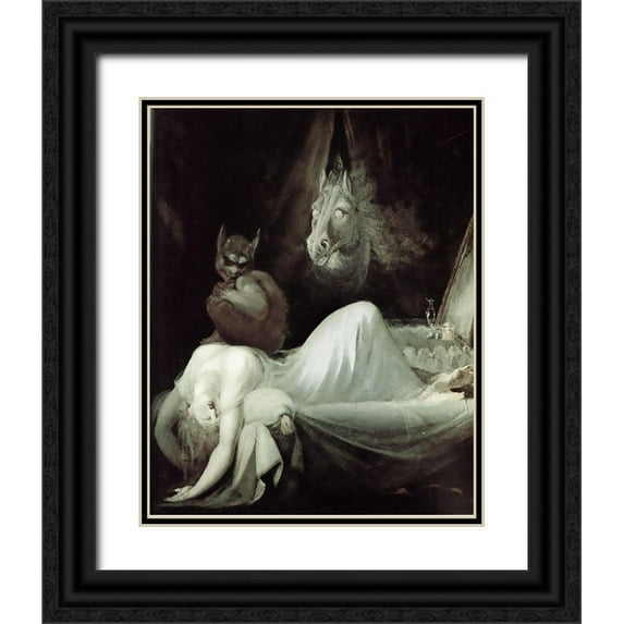 Fuseli, Henry 26x32 Black Ornate Wood Framed with Double Matting Museum Art Print Titled - The Nightmare (The Incubus)