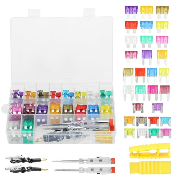 Fuses Assortment Kit: 300pcs Plug-in Blade Fuse - Includes 2 Circuit Testers and Storage Box - Suitable for Car, Truck, SUV, RV, Marine, and Boat - Wide Range of Amps (3A-40A)