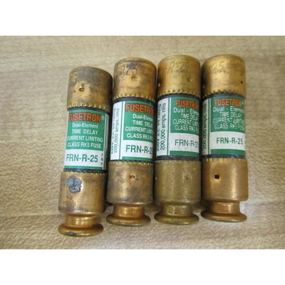 Fusetron FRN-R-25 Fuse - Time Delay, FRNR25, FLNR 25A Compatible - Pack of 4