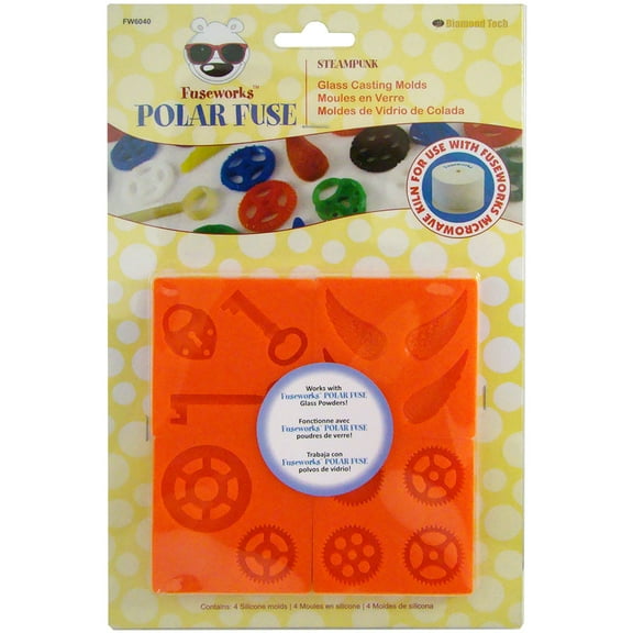 Fuseworks Polar Fuse Glass Casting Molds 2.25"X2.25" 4/Pkg-Steampunk, Pk 1