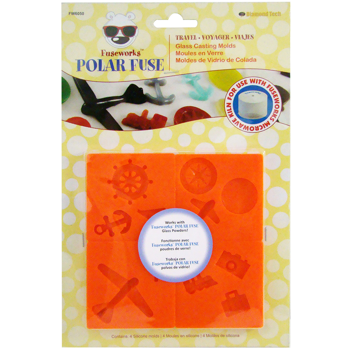 Fuseworks Polar Fuse Glass Casting Molds 2.25"X2.25" 4/Pkg-Travel, Pk 1