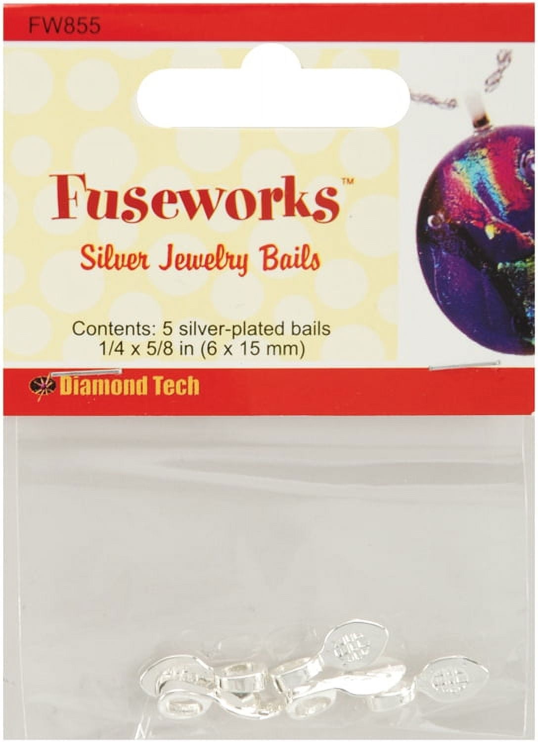 Fuseworks Small Bails 5/Pkg-Silver, Pk 3, Diamond Tech Crafts