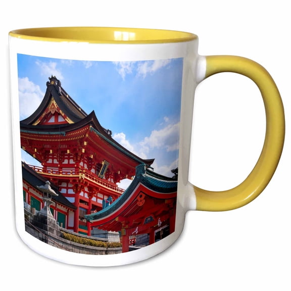 3drose, Fushimi Inari Shrine, Kyoto, Japan, 11oz Two-tone Yellow Mug
