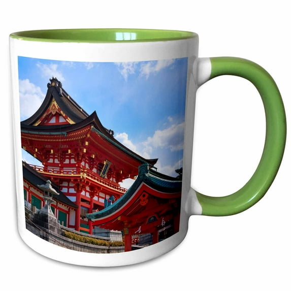 3drose, Fushimi Inari Shrine, Kyoto, Japan, 15oz Two-tone Green Mug