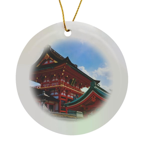 3drose, Fushimi Inari Shrine, Kyoto, Japan, Circle Porcelain Ornament
