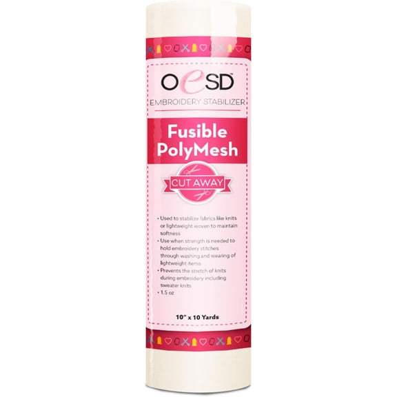 Fusible Polymesh Cut Away Embroidery Stabilizer 10" x 10 Yd Roll