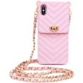 thumbnail image 1 of Fusicase for iPhone XS Max Wallet Case with Neck Strap Crossbody Chain Credit Card Holder Slot with Handbag Wrist Strap Protective Cover for Girls Women Silicone Shockproof Case for iPhone XS Max Pink, 1 of 7