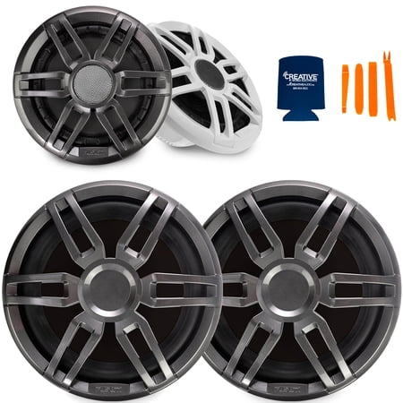 Fusion 1 Pair XS-F77SPGW XS Series 7.7" Marine Speakers With 2 Fusion XS-S10SPGW 10" Marine Subwoofers
