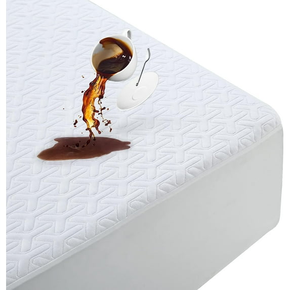 Fusion 100% Waterproof Mattress Protector,4D Air Cooling 300GSM Queen Size Mattress Pad Cover,Breathable All-Round 360° Bed Mattress Topper Protection Noiseless Vinyl Free (White,Queen)