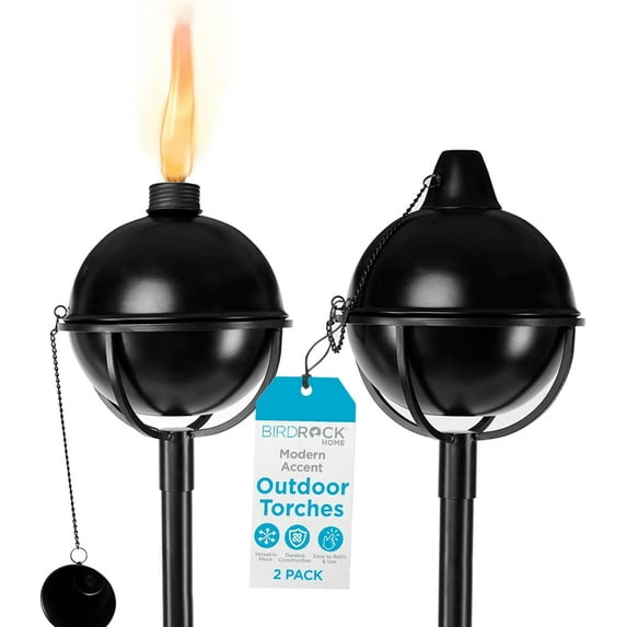 Fusion Bora Bora Torches - Easy to Refill Citronella - Flame Light Torch - Backyard Outside Patio Lighting - Metal Lamp - Decorative Urban Lantern (2)