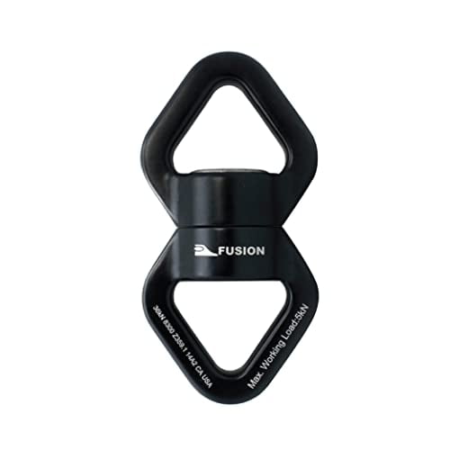 Fusion Climb Delta Swivel, Safest Rotational Device Hanging Accessory for Web Tree Swing, Therapy Swing, Aerial Dance, Swing Spinner Hanger, Rock Climbing, Hanging Hammocks FP-8300-BLKBLK Delta swivel
