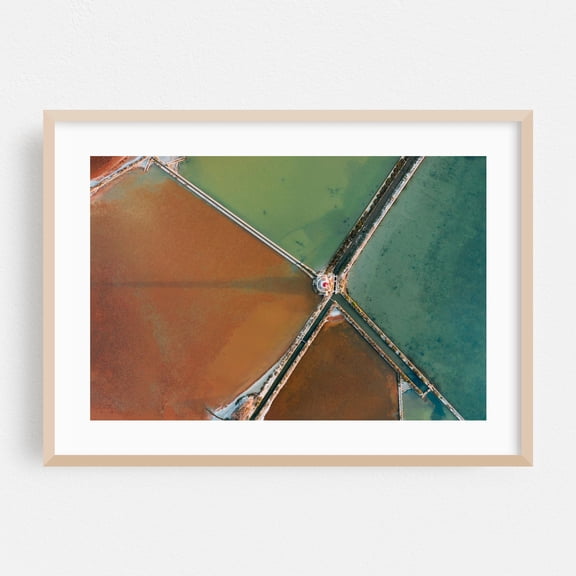 Fusion of Colors in a Salt Lake in Italy - Sicily Italy Photography Abstract Geometric Nature Landscape Minimalist Oak Framed Wall Art Print 24 x 36 inches