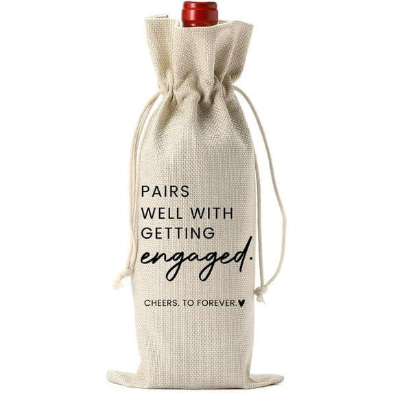 Fusion Engaged Gifts, Engagement Gifts for Couples Her, Engagement Party Decorations Gifts for Engaged Couple Wine Bag, Pairs Well with Getting Engaged Wine Bottle Bag