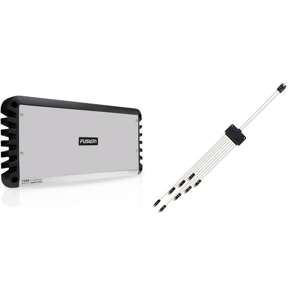 Fusion Entertainment SG-DA61500 Signature Series 6 Channel Marine Amplifier with Fusion RCA Cable Dual Female To 8-way Male Splitter