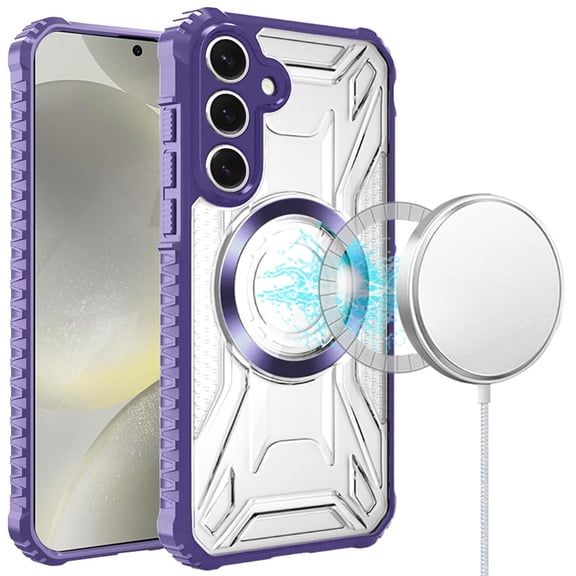 Fusion Evo Transparent Case with MagSafe Magnetic Ring for Samsung Galaxy S25 - Purple