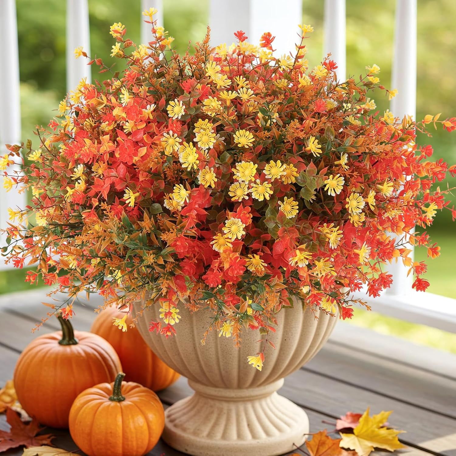 Fusion Fall Artificial Flowers for Outdoors 12 Bundles Faux Mums ...