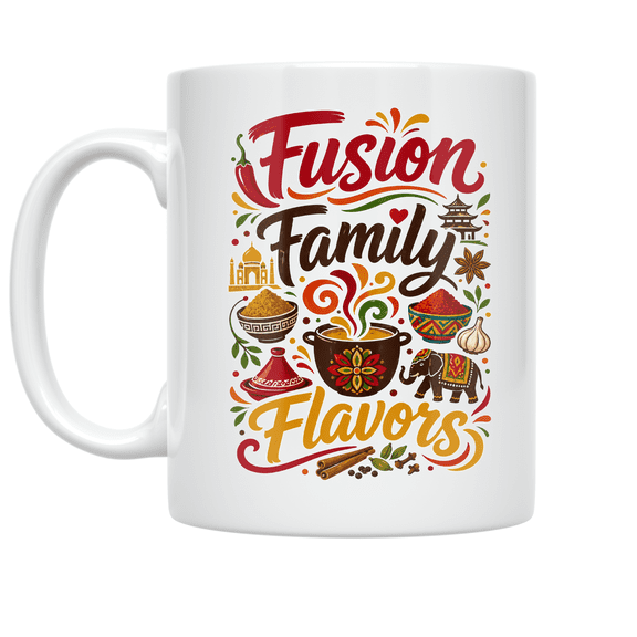 Fusion Family Flavors - Multicultural Cooking Enthusiast - 11 oz Ceramic Coffee Mug