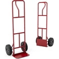 thumbnail image 1 of Fusion Hand Truck, P-Handle Hand Truck Dolly w/Vertical Loop Handle, 10” Rubber Wheels, 15”x8” Foldable Nose Plate, 660LBS Capacity, Heavy Duty Metal Dolly Cart for Lifting, Stairs (Red), 1 of 9