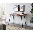 thumbnail image 1 of Fusion Home Office Writing Computer Desk, Walnut Wood & Bronze Metal, 1 of 5