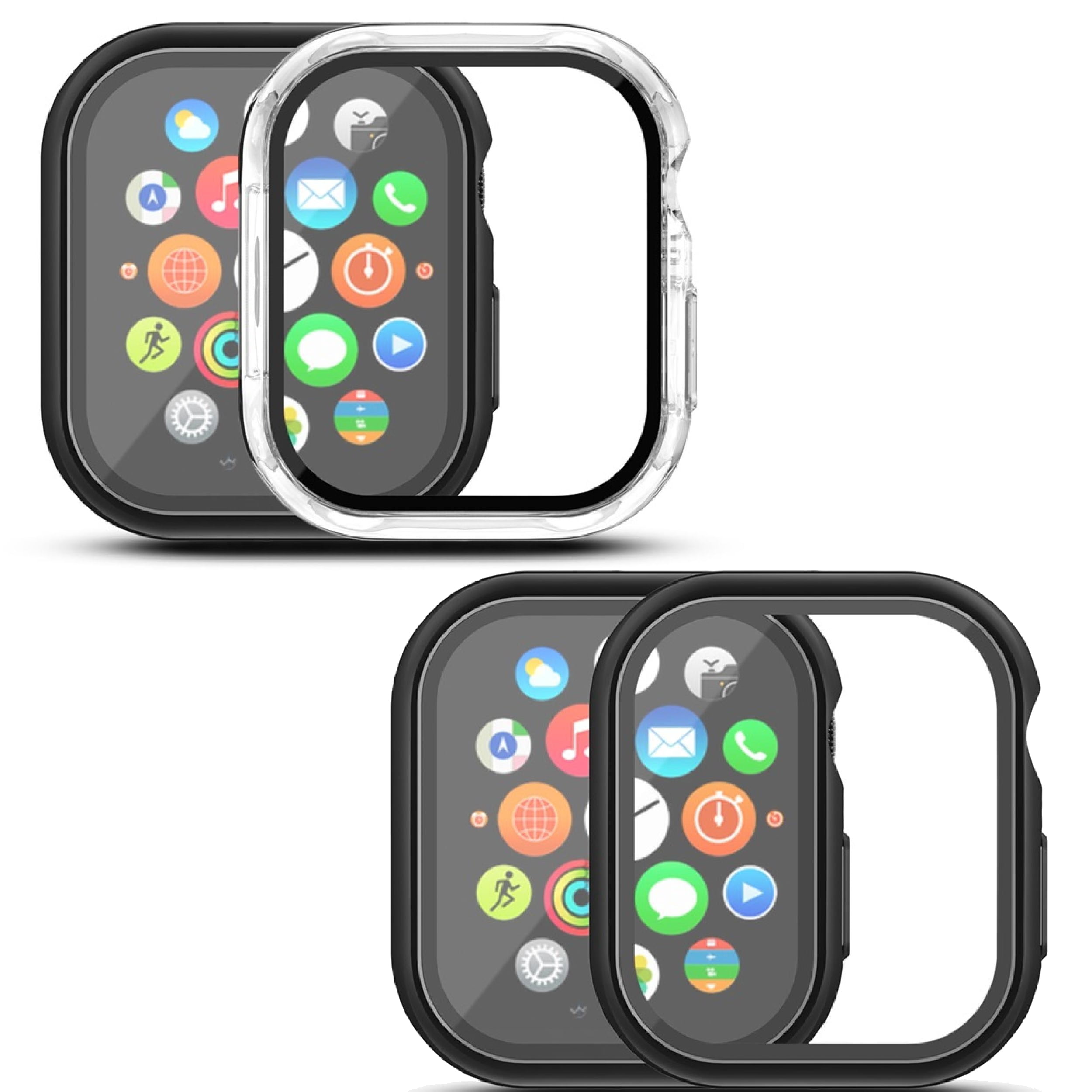 Fusion Hybrid Protector Case for Apple Watch Series 10 (46 mm) – 2-Pack Combo (Clear + Black) with Tempered Glass Screen Shield